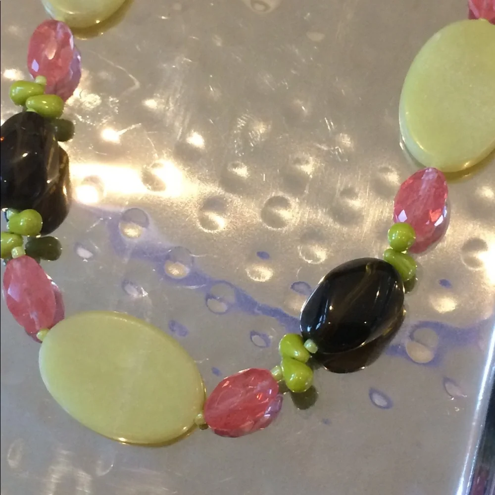 Vintage Palm Beach‎ Chic Green Black Pink Chunky Beaded Necklace